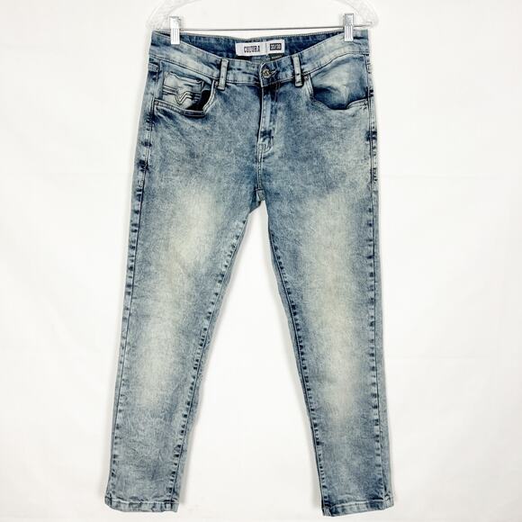 Cultura Men's Acid Wash Blue Jeans Size 32 Skinny - Picture 1 of 8
